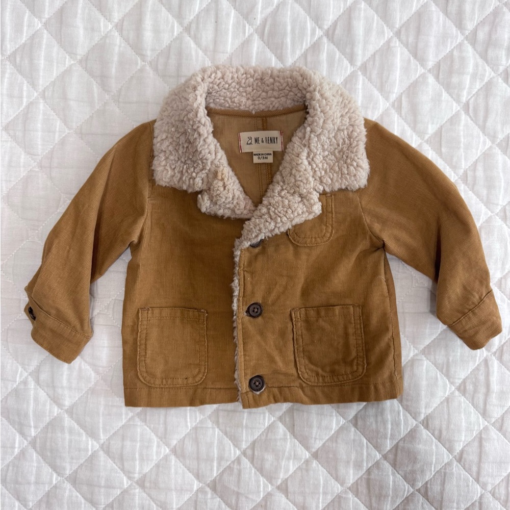 Me + Henry- Mustard Yellow Corduroy Jacket with Sherpa Collar